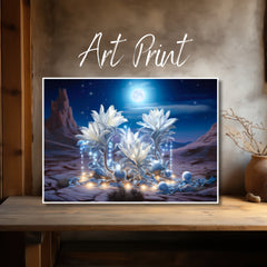 Desert Nights: Blue Moon Cactus Art Print