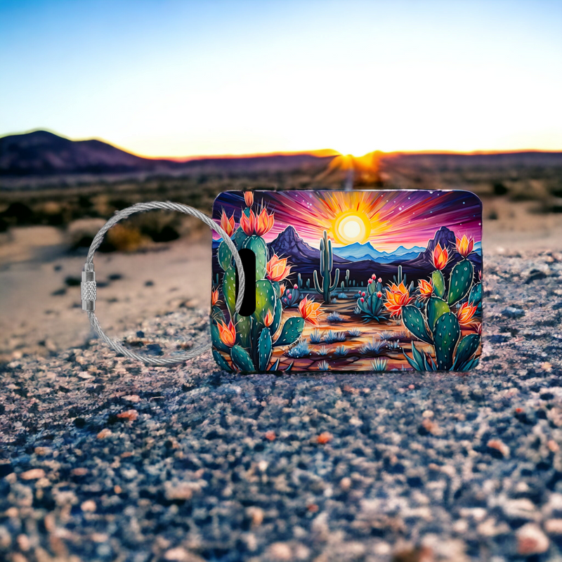 Desert Cactus Sunset Aluminum Bag Tag for Luggage
