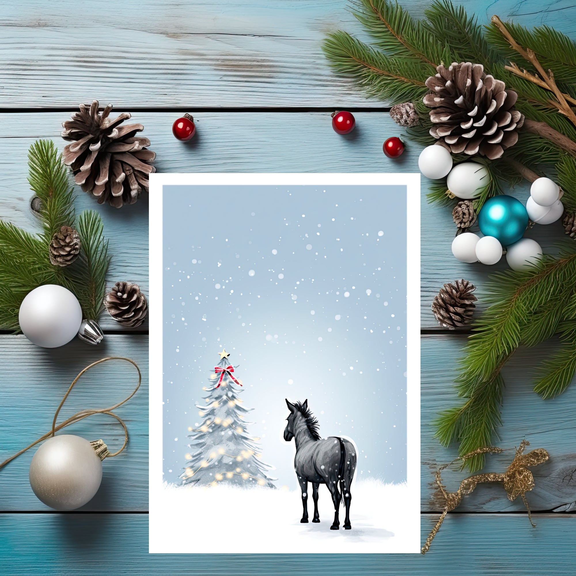 The Naughty Equestrian Wholesale Supplier Donkey Christmas Tree Card