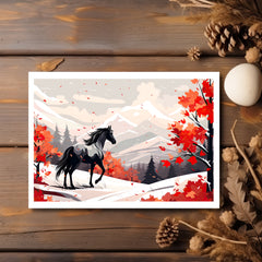 The Naughty Equestrian Wholesale Supplier Fall Mountain Mare Greeting Card