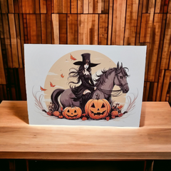Cowgirl Witchy Ride Halloween Greeting Card