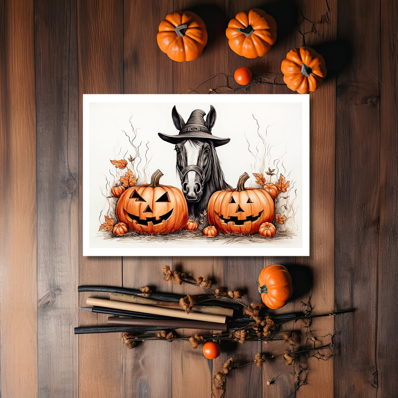 The Naughty Equestrian Wholesale Supplier Black Mare Halloween Greeting Card