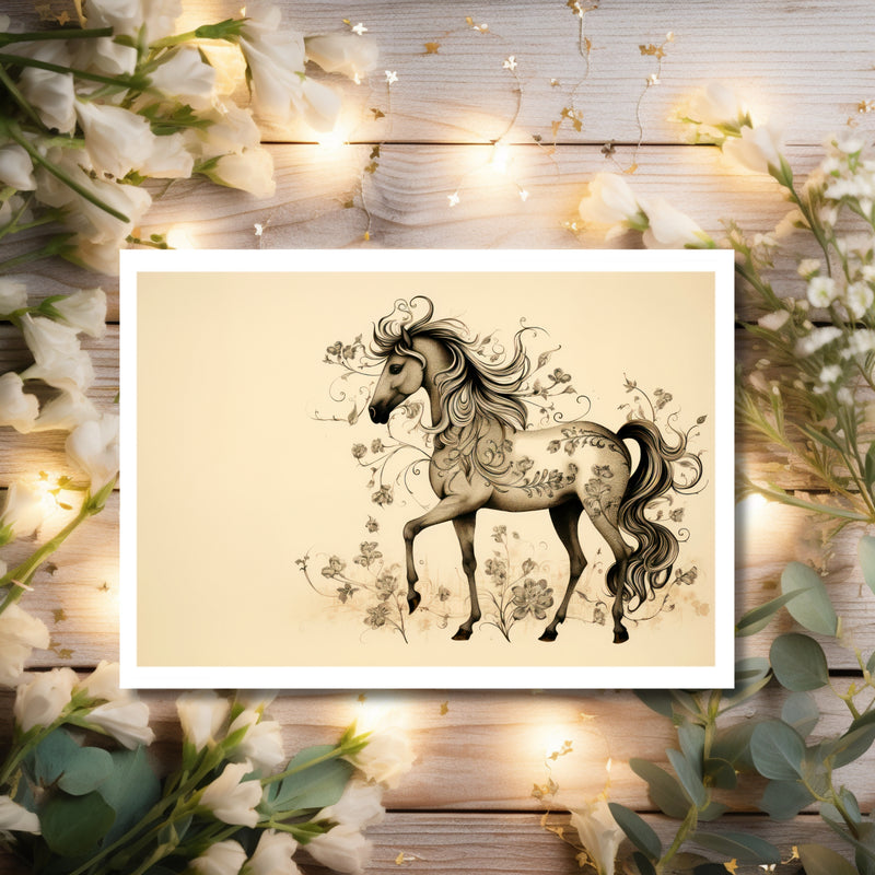 Sepia Serenity: Elegant Horse Greeting Card