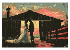 Sunset Wedding Card: Cowboy & Cowgirl Silhouette, Anniversary Card