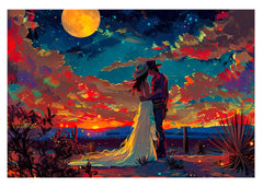 Desert Sunset Wedding Card: Cowboy Kiss Anniversary Greeting