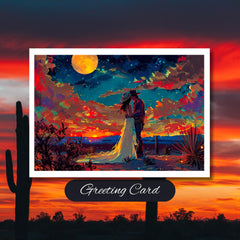 Desert Sunset Wedding Card: Cowboy Kiss Anniversary Greeting