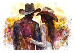 Cowboy Wedding Card: Watercolor Anniversary Greeting Card