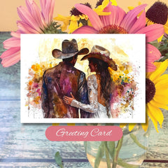Cowboy Wedding Card: Watercolor Anniversary Greeting Card
