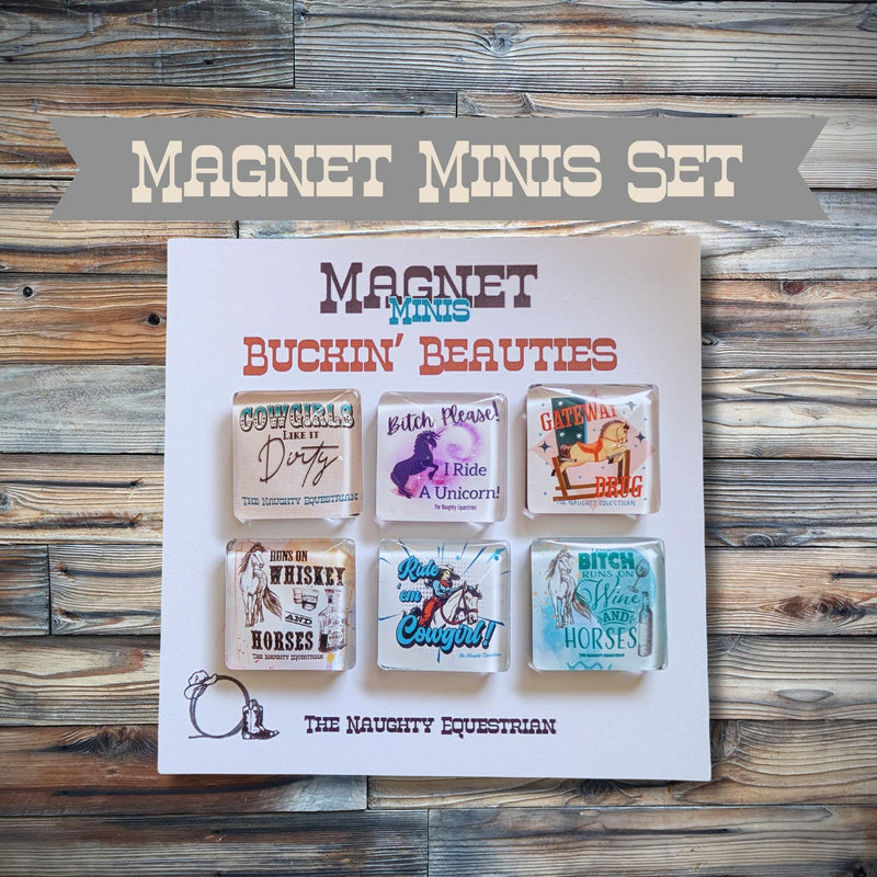 Buckin' Beauties Mini Glass Magnets: Snarky Cowgirl Set of 6
