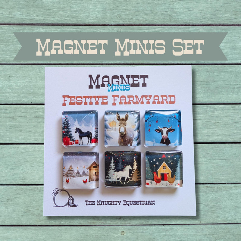 Festive Farmyard Glass Magnets: Christmas Animal Set of 6