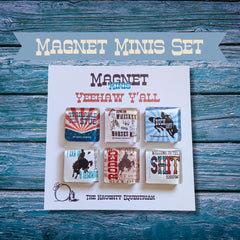 Yeehaw Y'all Mini Glass Magnets: Western Decor, Set of 6