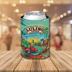 Welcome to Luling Texas Can Cooler 12oz, Western Gifts, Drink Can Sleeve, Drink Cozies, City Souvenir, BBQ Drink Sleeve, Texas Party Favor