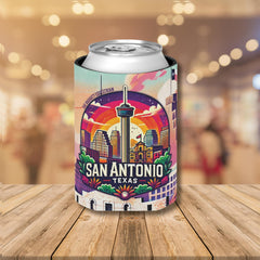 San Antonio Texas Can Cooler 12oz, Western Gifts, Drink Can Sleeve, Drink Cozies, City Souvenir, BBQ Drink Sleeve, Texas Party Favor