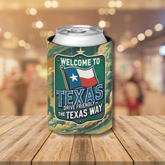 Welcome To Texas Can Cooler 12oz, Western Gifts, Drink Can Sleeve, Drink Cozies, City Souvenir, BBQ Drink Sleeve, Texas Party Favor