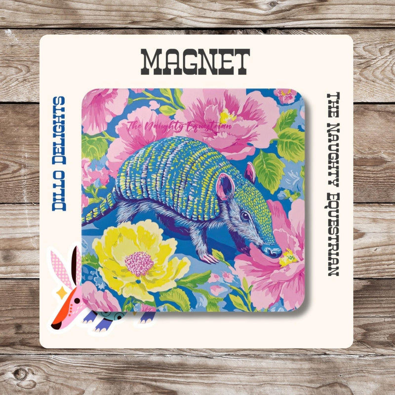 Armadillo Wildflower Wanderer Fridge Magnet, Unique Souvenir, Farmhouse Decor, Floral Armadillo, Southern Gift Idea, Colorful Animal Art