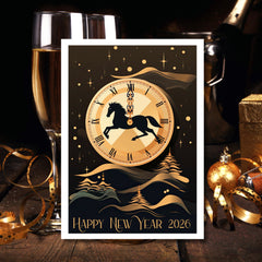 Black Horse New Year Celebration Card