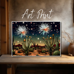 Desert Skyburst: New Year Celebration Art Print