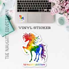 The Naughty Equestrian Rainbow Horse Sticker