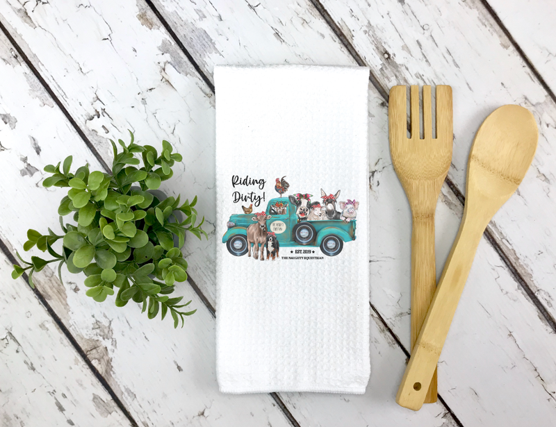 Riding Dirty Farm Animal Décor Kitchen Towel