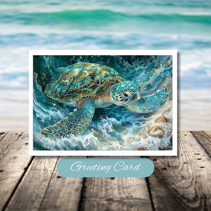 Ocean's Grace - Serene Sea Turtle Journey Greeting Card