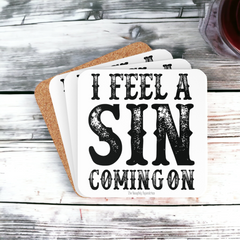 I Feel a Sin Coming on Western Coaster Set