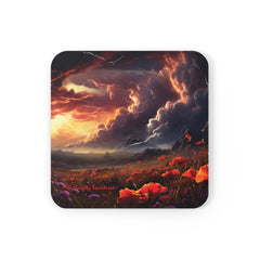 Nature's Drama: Thunderstorms and Wildflower Serenity Coaster Set