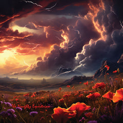 Nature's Drama: Thunderstorms and Wildflower Serenity Coaster Set
