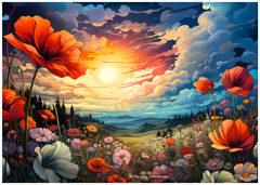 Eternal Beauty: Sunrise Over Wildflower Meadows Art Print