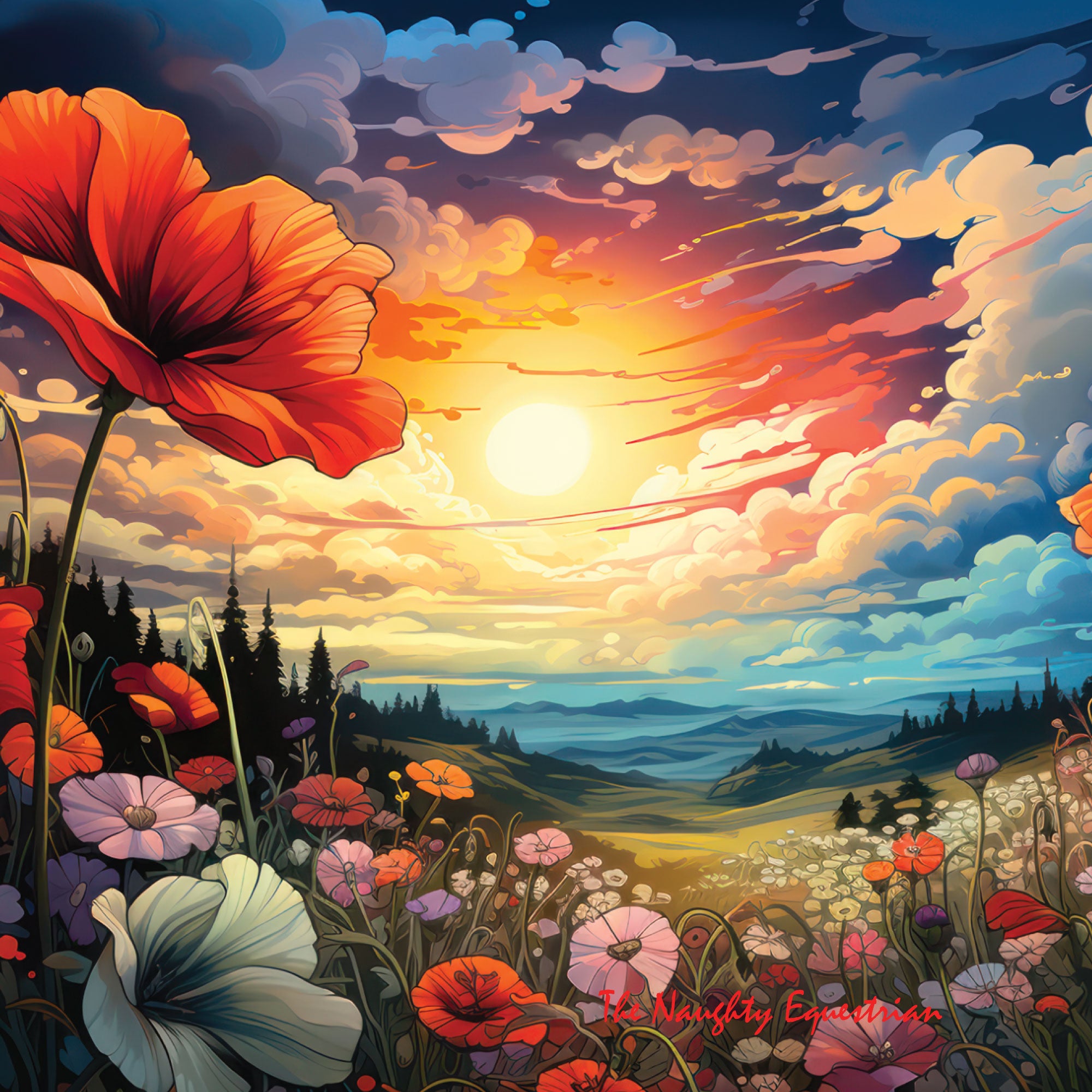 Eternal Beauty: Sunrise Over Wildflower Meadows Coaster Set