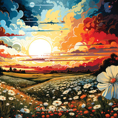 Radiant Sunrise Over Wildflower Dreams Coaster Set