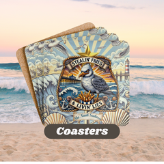 Seagull Stealin' Fries Bar Coaster