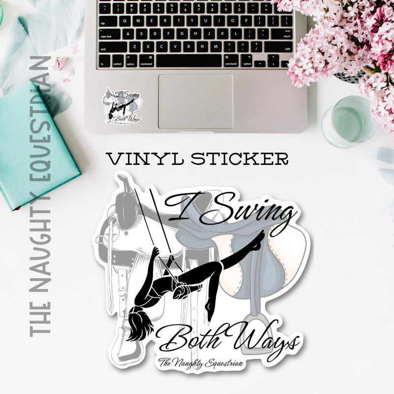 I Swing Both Ways Sticker, Western/English Vinyl Decal