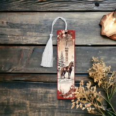 Vintage Christmas Horse Aluminum Bookmark