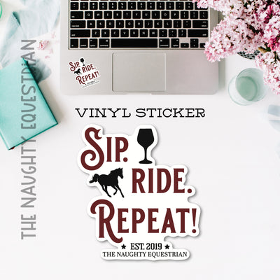 Sip Ride Repeat Horse Sticker