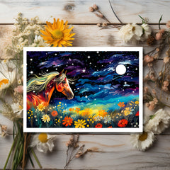 Midnight Blossom Serenade Greeting Card