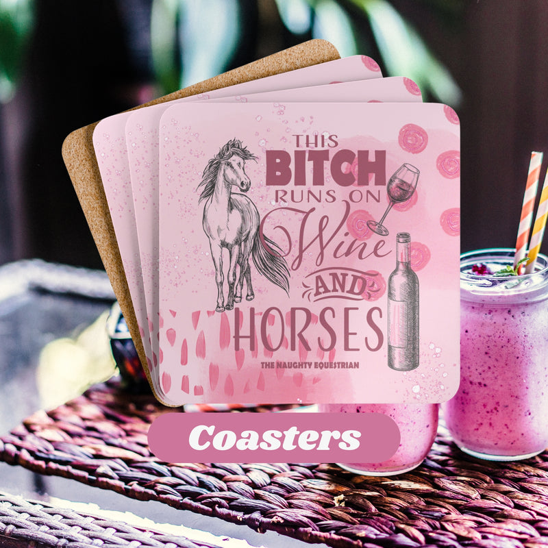 Runs on Wine and Horses Western Coaster Set