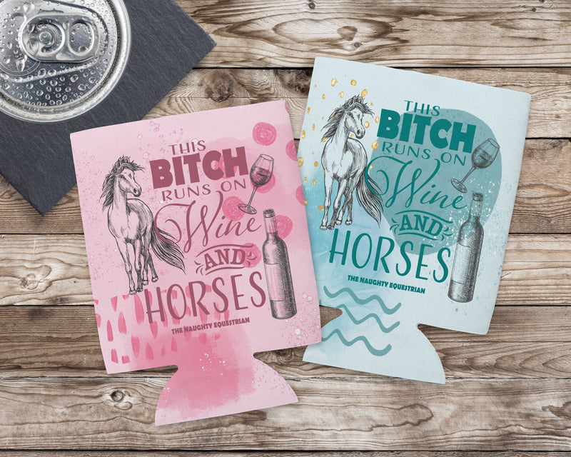Sassy Equestrian 'Wine & Horses' Can Cooler 12 oz Regular