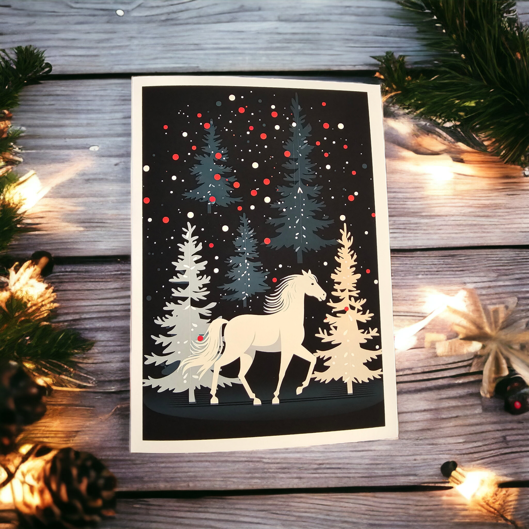 White Horse Holiday Christmas Card The Naughty Equestrian