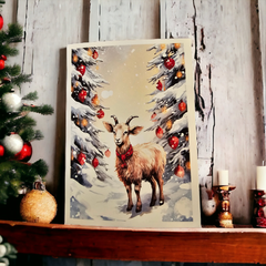Goat-iful Holiday Wishes Christmas Greeting Card