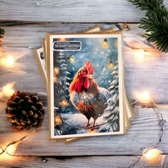 Rooster Holiday Lights Christmas Card