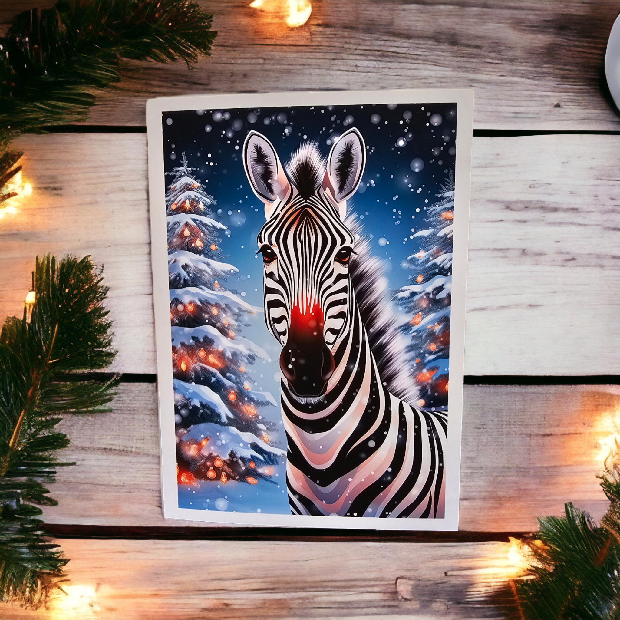 Holiday Zebra Christmas Greeting Card