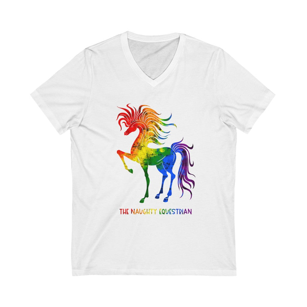 The Naughty Equestrian Rainbow Horse V-Neck Tee