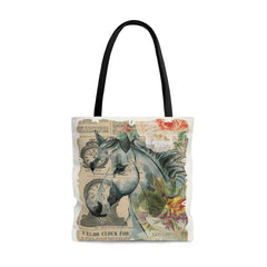 Watercolor Horse Vintage Newsprint Tote - The Naughty Equestrian