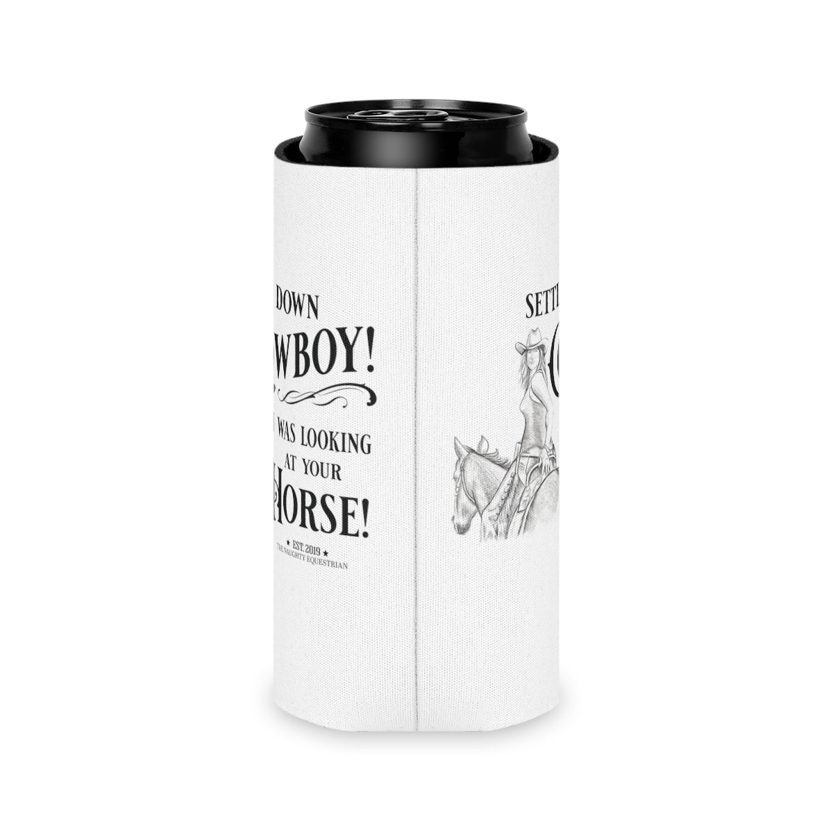 Simmer Down Cowboy Funny Can Cooler - The Naughty Equestrian