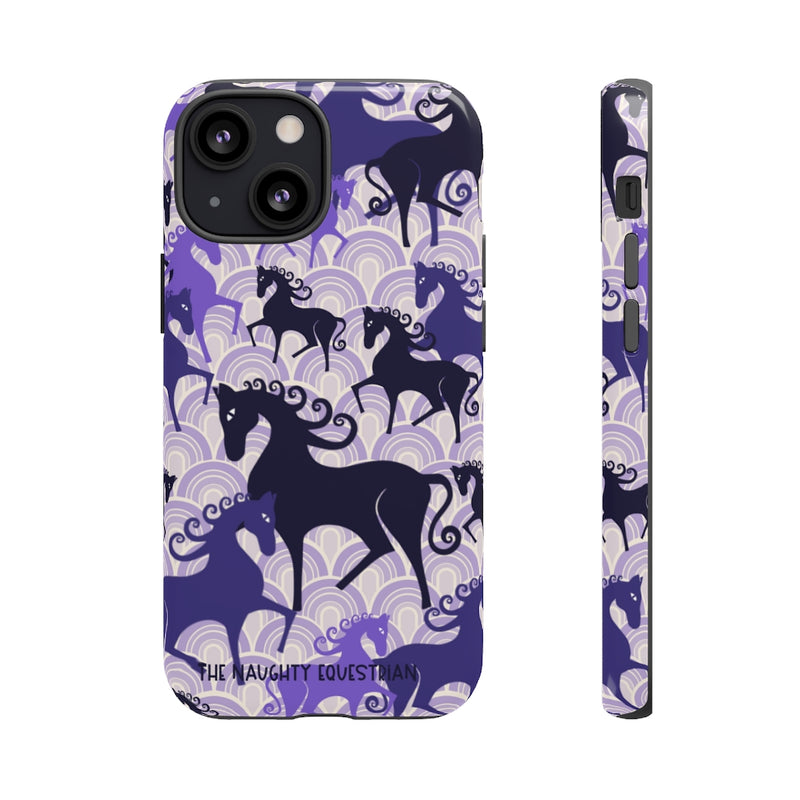 Purple Atomic Horse iPhone Tough Case | Naughty Equestrian Mid Century Modern Phone Case - The Naughty Equestrian