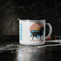 Custom Horse Mug, Enamel Horse Coffee Cup - The Naughty Equestrian