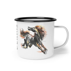 Custom Horse Mug, Enamel Horse Coffee Cup - The Naughty Equestrian