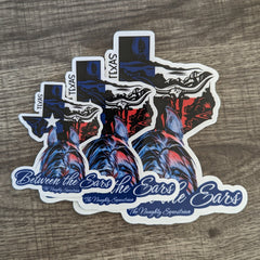 Texas Between the Ears Series Sticker, Vinyl Car Decal