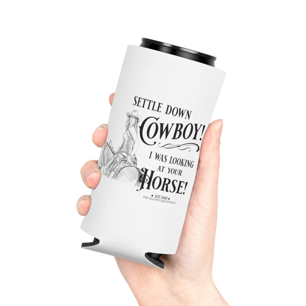 Simmer Down Cowboy Funny Can Cooler - The Naughty Equestrian