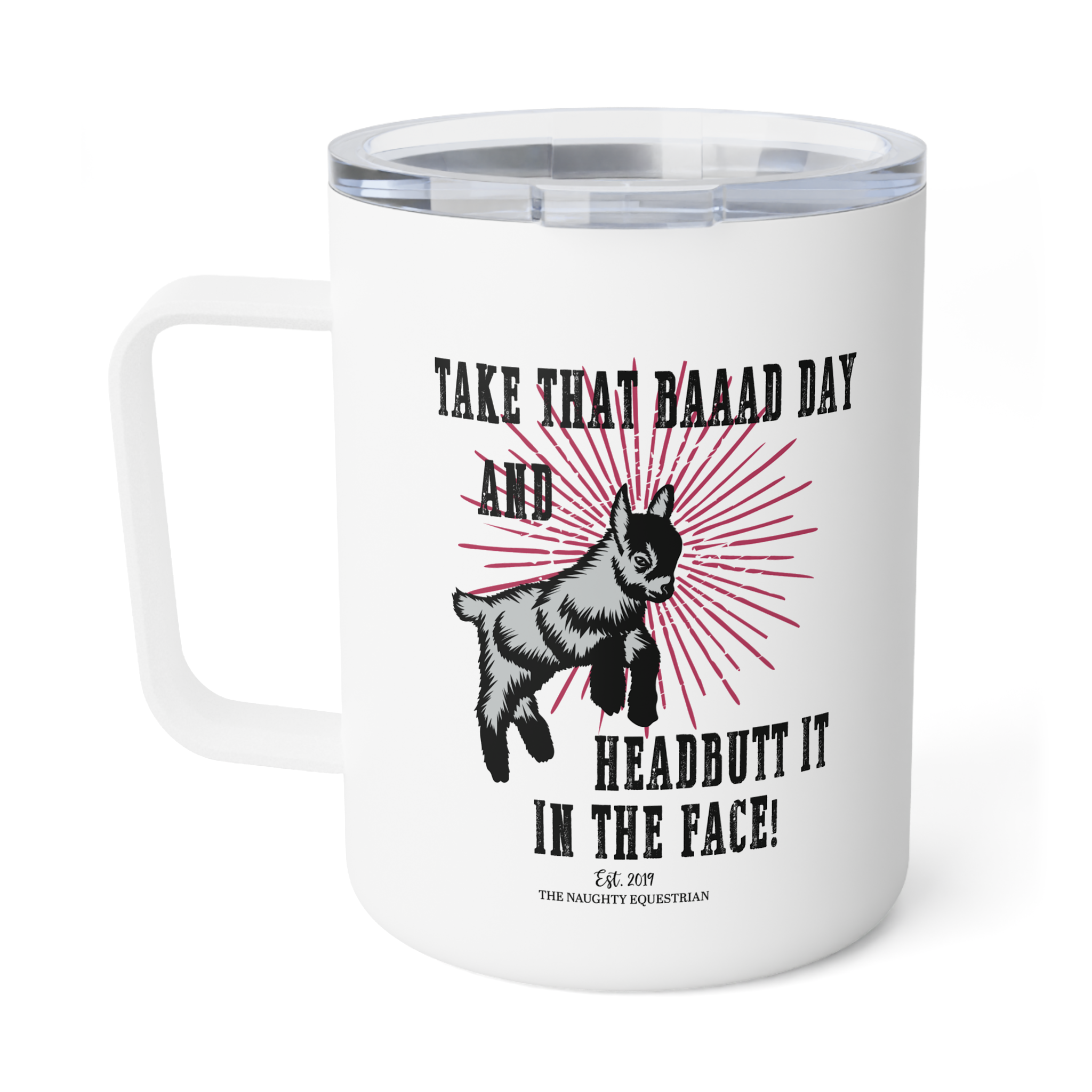 Take That Bad Day And Headbutt it Goat Western Mug, Camp Cup